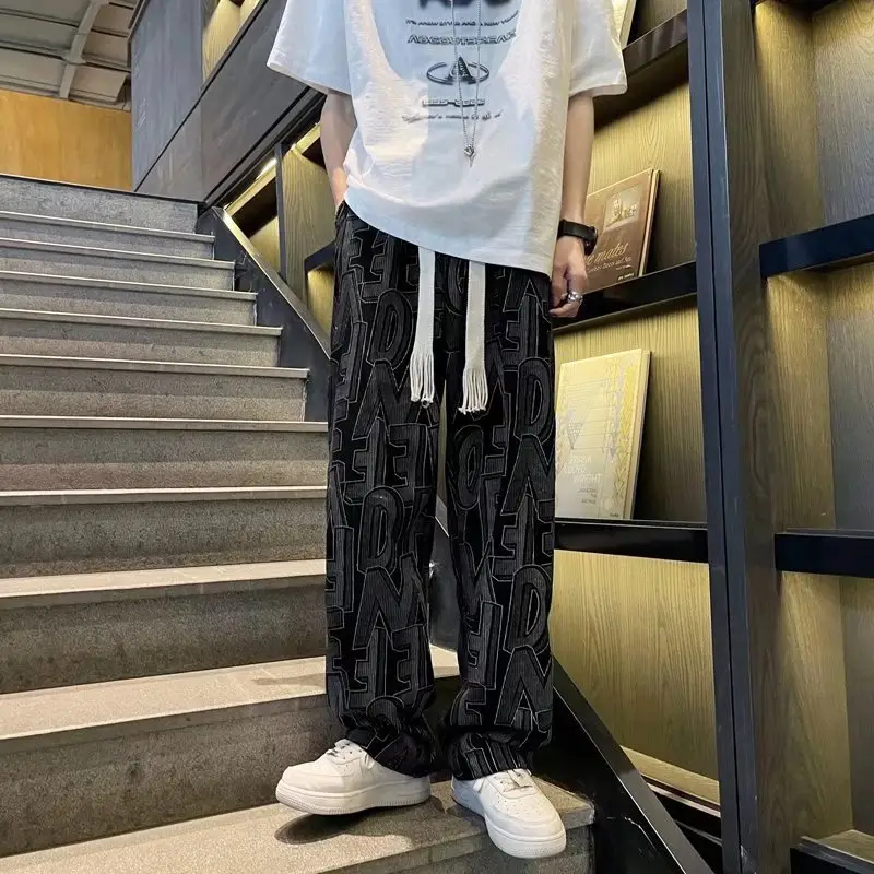 Men Cross-Country Denim Pants Wide Leg Full Print — feature 9