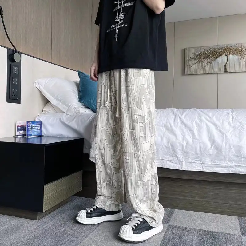 Men Cross-Country Denim Pants Wide Leg Full Print - Image 2