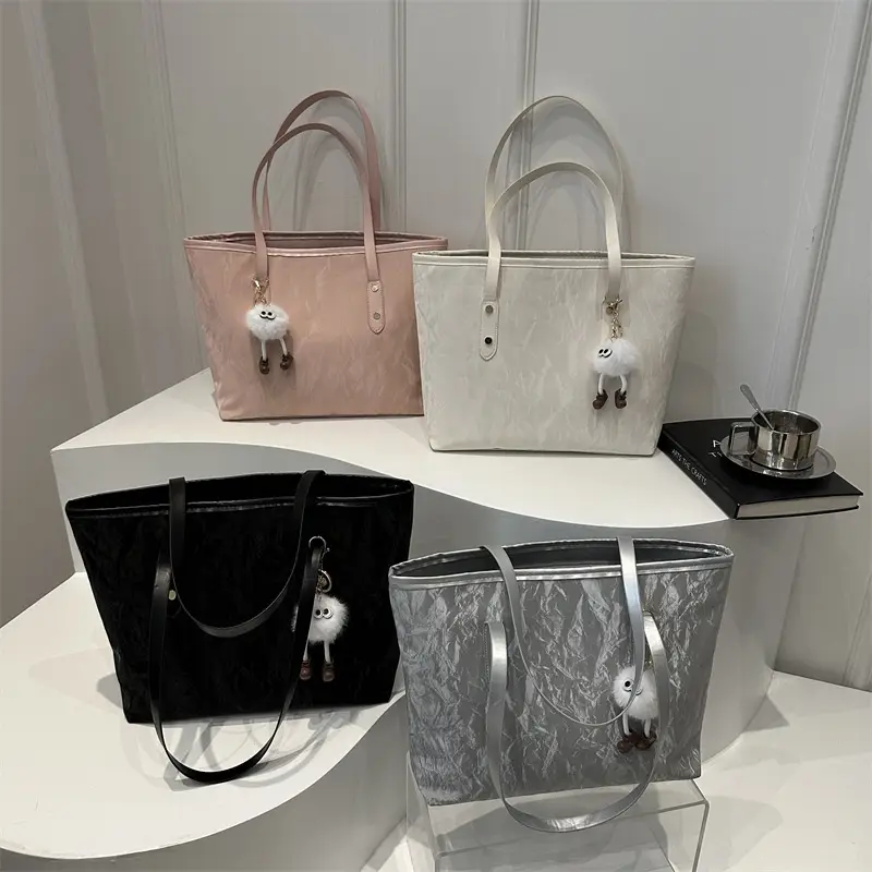 Pink Crocodile Texture Shoulder Bag for Women Large Capacity