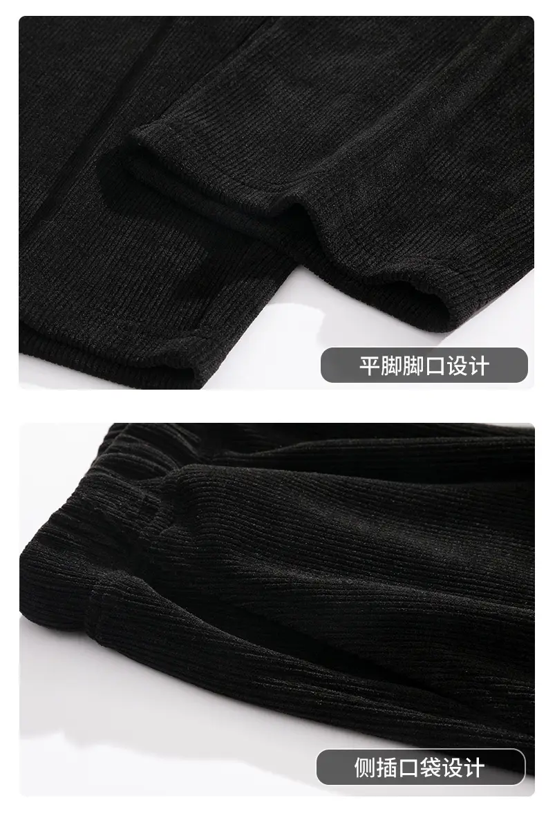 Corduroy Men's Fleece Sweat Pants Grey Loose Fit — feature 19