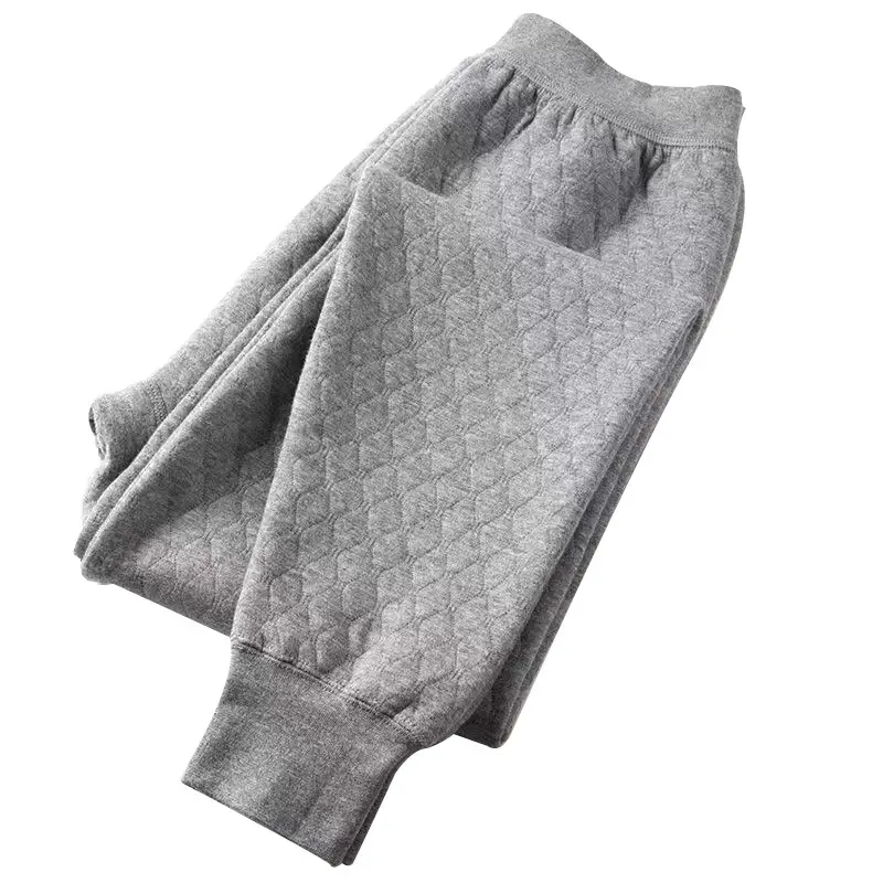 Men's Grey Quilted Warm Cotton Pants