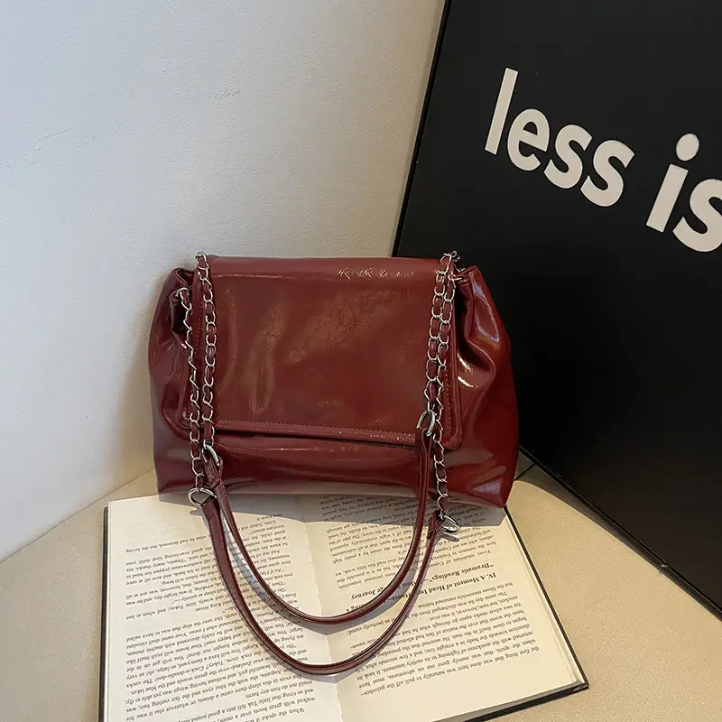 Women's Chain Shoulder Bag Maroon Large Capacity
