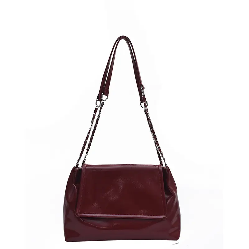Women's Chain Shoulder Bag Maroon Large Capacity