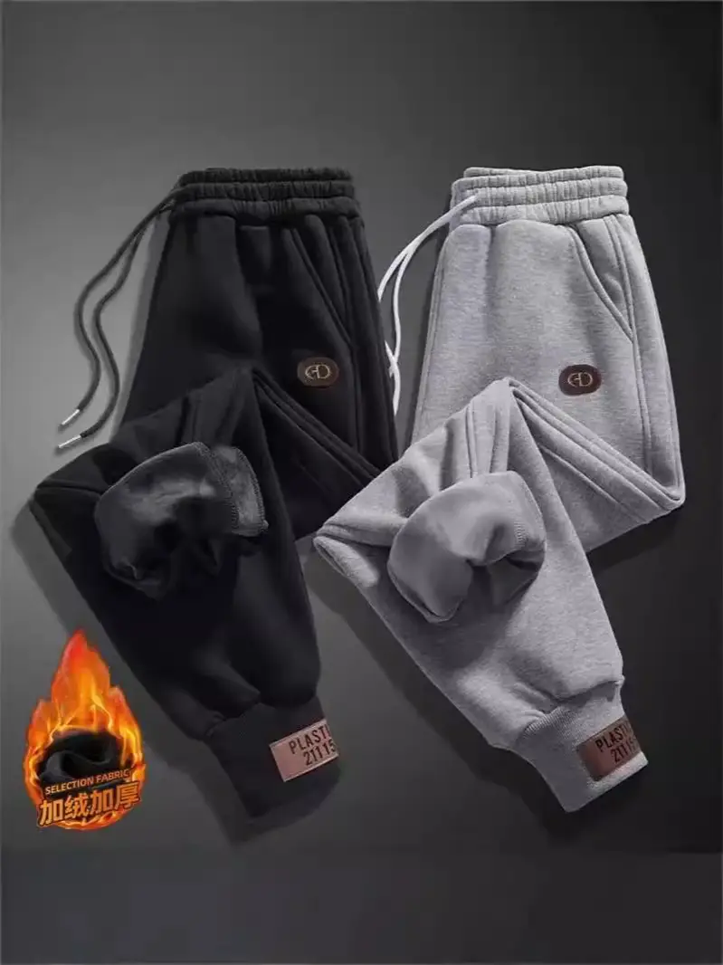 Men Fleece Lined Casual Pants Black Grey All Size - Image 5