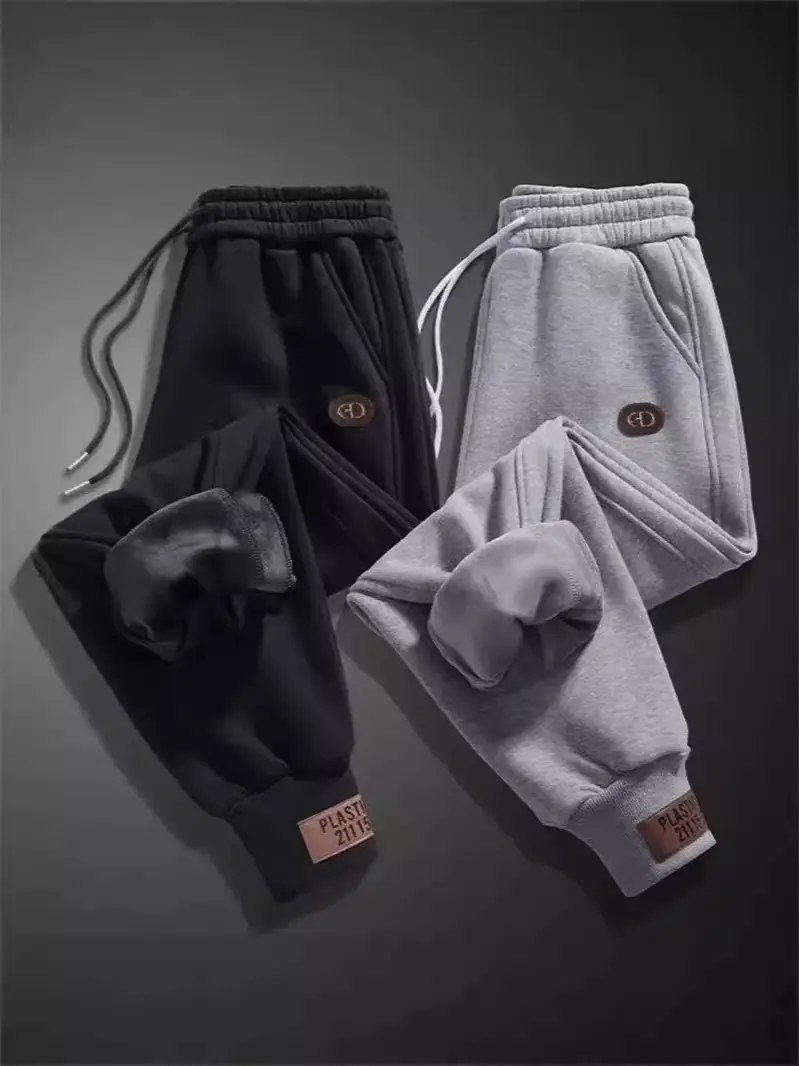 Men Fleece Lined Casual Pants Black Grey All Size - Image 7