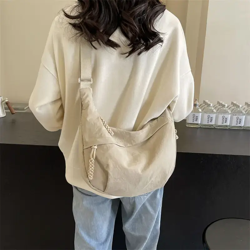 Women's Beige Shoulder Crossbody Bag Large Capacity - Image 12