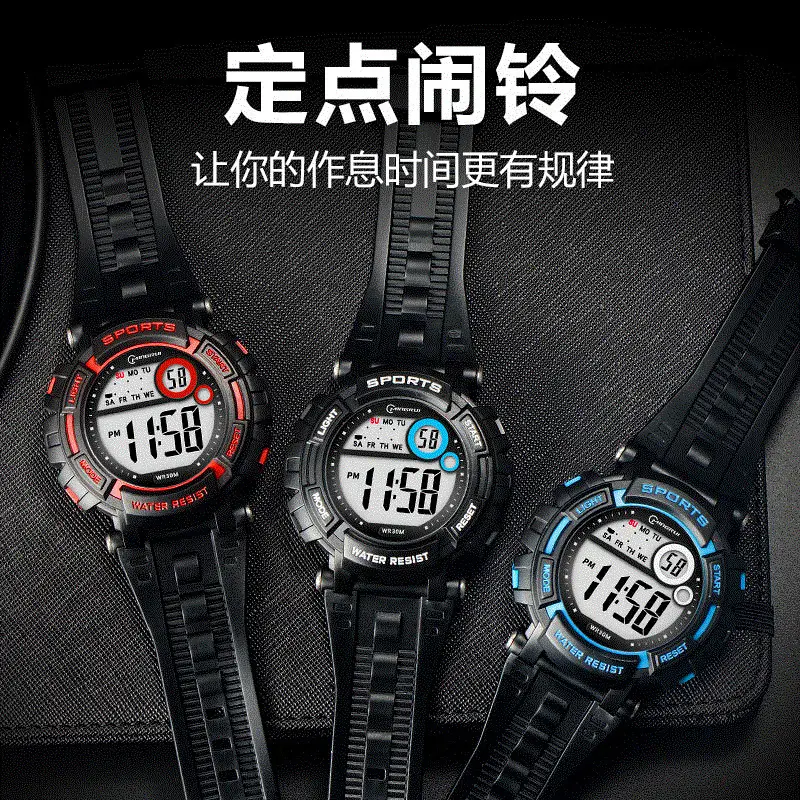 Mingrui Student Digital Sports Watch Black 30m Waterproof - Image 9
