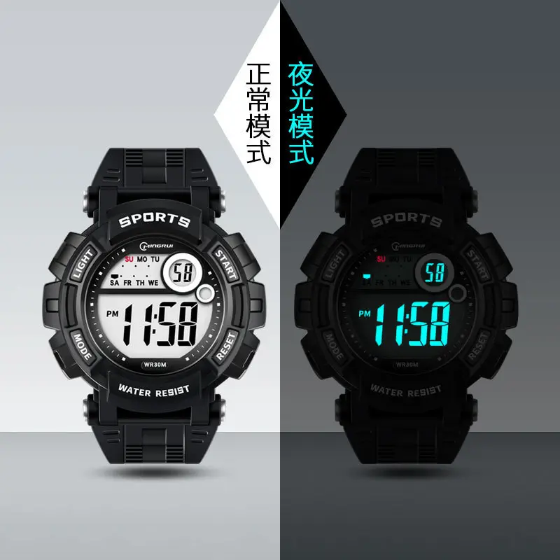 Mingrui Student Digital Sports Watch Black 30m Waterproof - Image 10