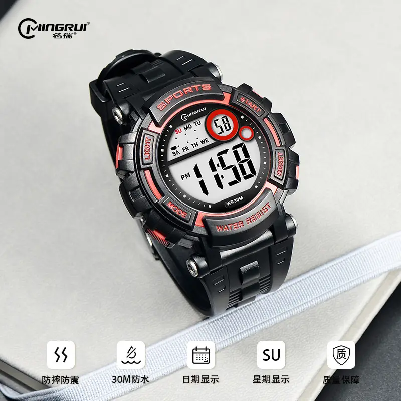 Mingrui Student Digital Sports Watch Black 30m Waterproof - Image 2