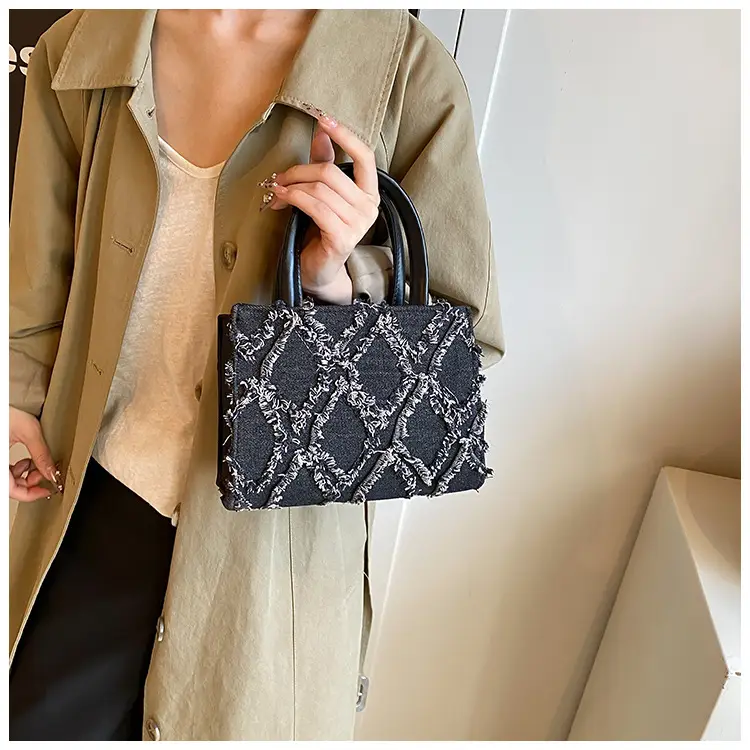 Black Rhombic Denim Crossbody Bag Women 2024 — feature 12