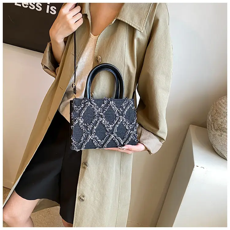 Black Rhombic Denim Crossbody Bag Women 2024 — feature 15