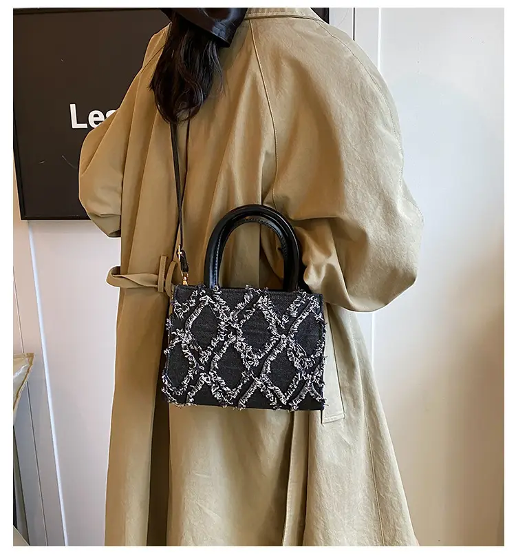 Black Rhombic Denim Crossbody Bag Women 2024 — feature 2