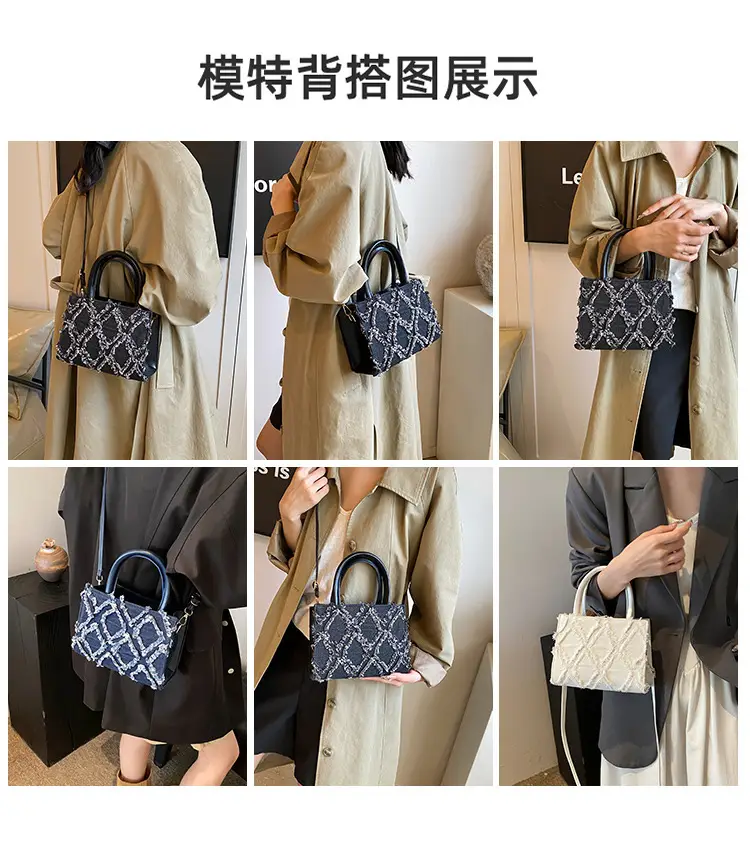 Black Rhombic Denim Crossbody Bag Women 2024 — feature 3