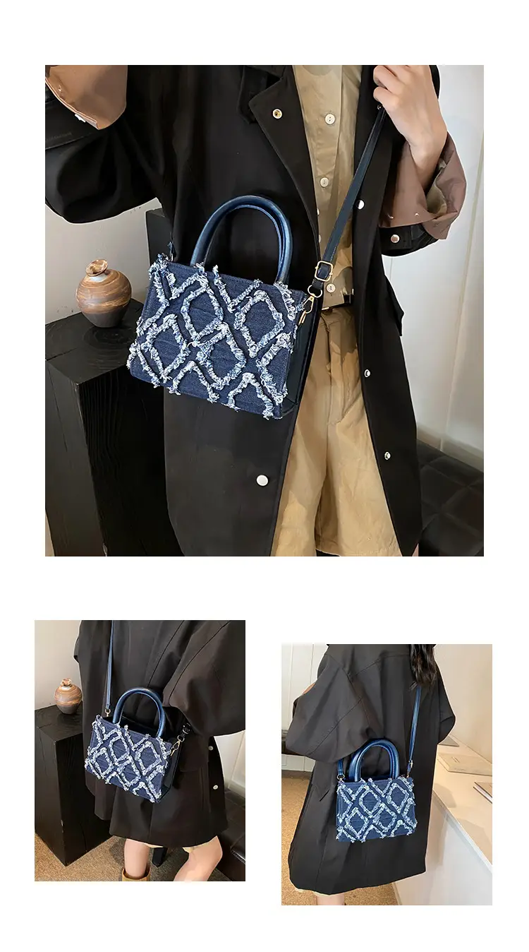 Black Rhombic Denim Crossbody Bag Women 2024 — feature 5