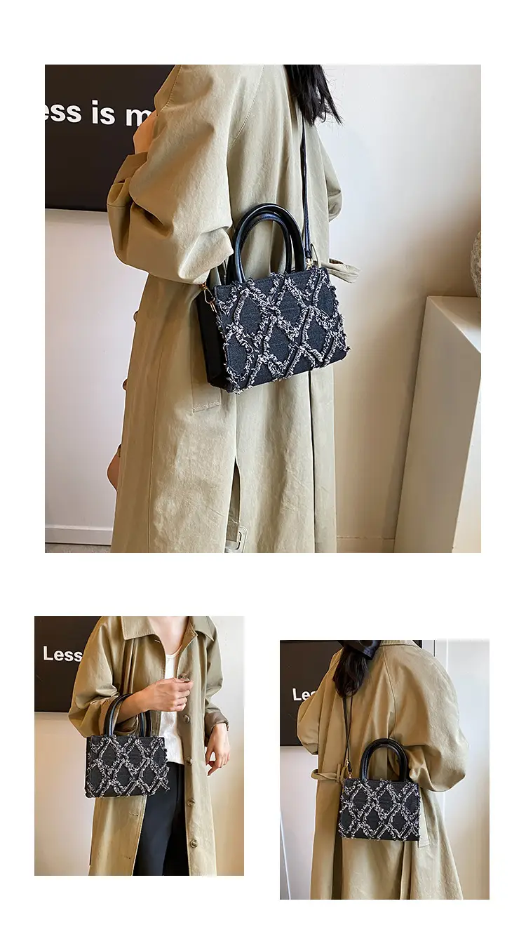 Black Rhombic Denim Crossbody Bag Women 2024 — feature 6