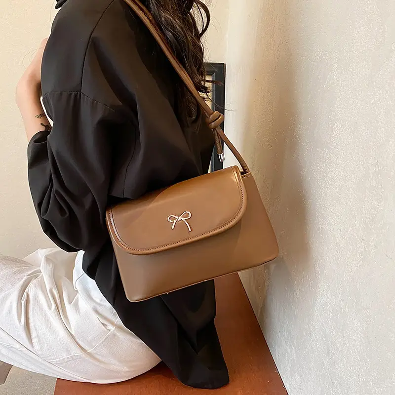 Women's Shoulder Crossbody Bag Brown Square Design 2024 - Image 7