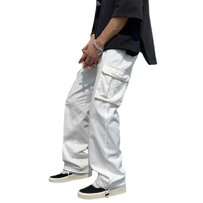 Multi-Pocket Boys Cargo Pants Black Wide Leg Spring Autumn - Image 8