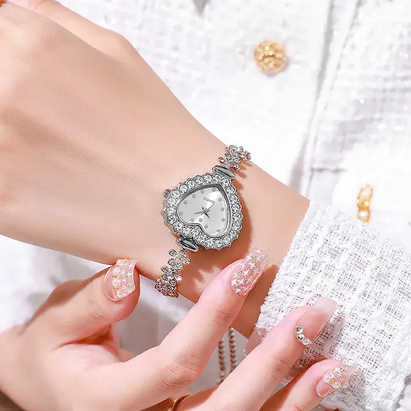 Ladies Heart Diamond Watch with Pearl Bracelet - Image 10