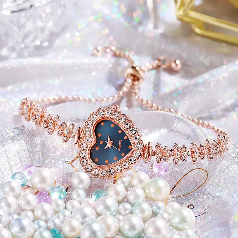 Ladies Heart Diamond Watch with Pearl Bracelet - Image 11