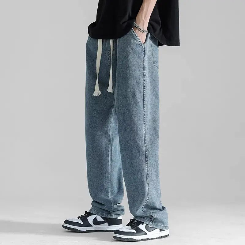 Men's 2024 Summer Thin Straight Leg Jeans Wide Leg Trousers - Image 6