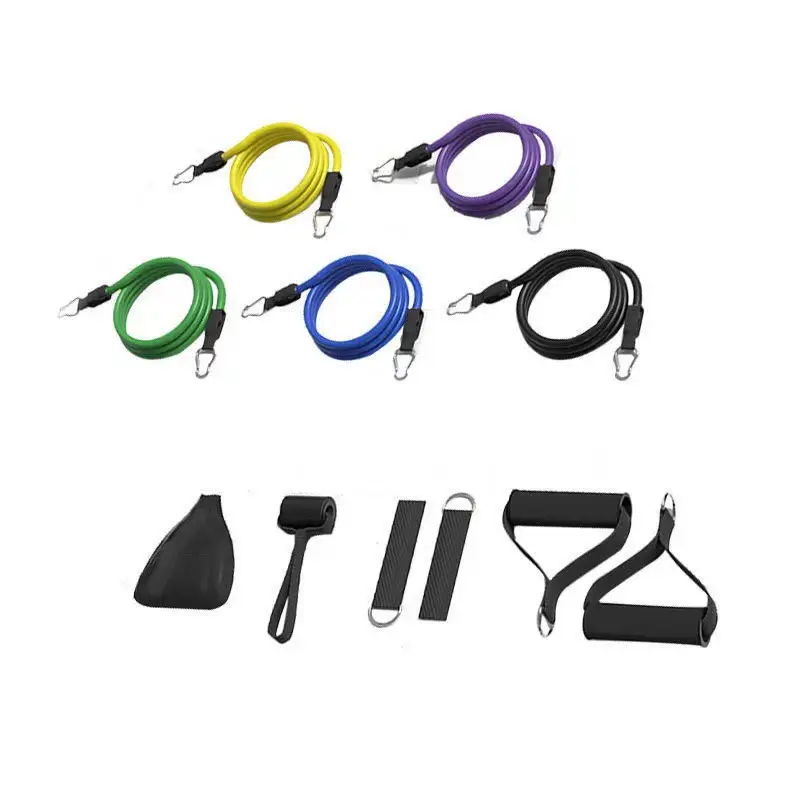 11-Piece Tension Rope Combination Fitness Set Chest Expansion and Shaping Fitness Equipment Resistance Rope Multi-Function Tensioner