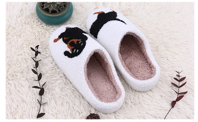 Cross-Border E-Commerce Autumn and Winter New Home Plush Slippers with Fleece Lining, Thickened Cartoon Cow and Cat Cute Cotton Slippers for Women — feature 10