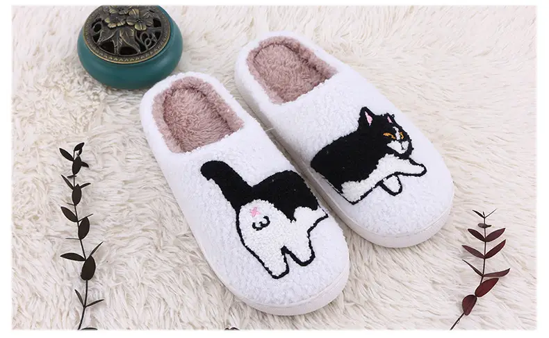 Cross-Border E-Commerce Autumn and Winter New Home Plush Slippers with Fleece Lining, Thickened Cartoon Cow and Cat Cute Cotton Slippers for Women — feature 8