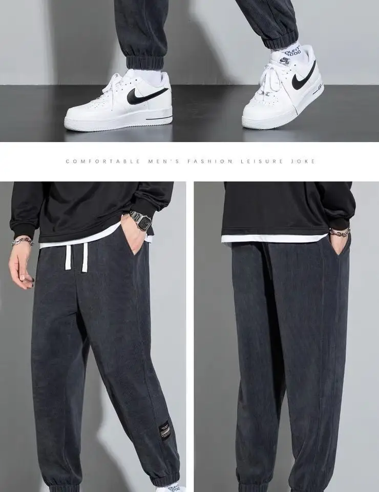 Men Fleece Lined Warm Sweatpants Black Plus Size — feature 9