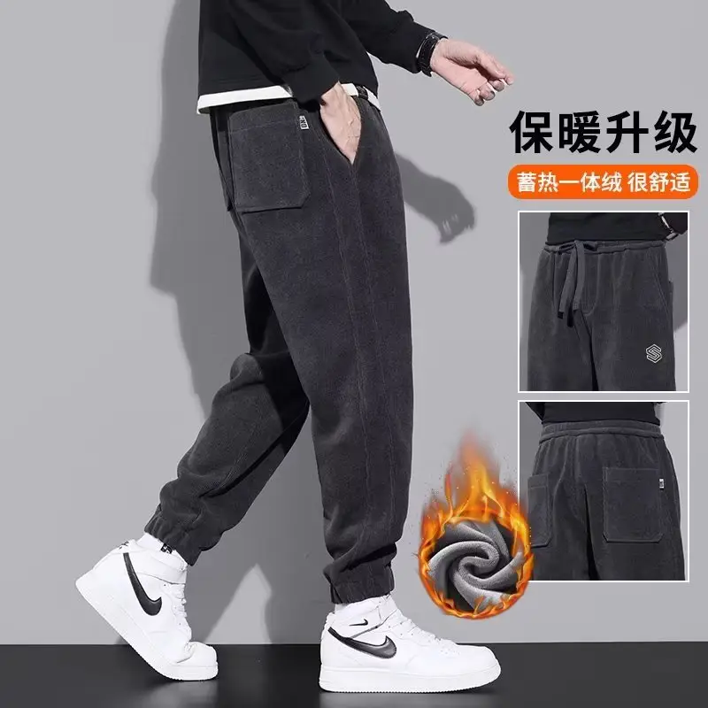 Men Fleece Lined Grey Thermal Sweatpants Winter Warm - Image 7