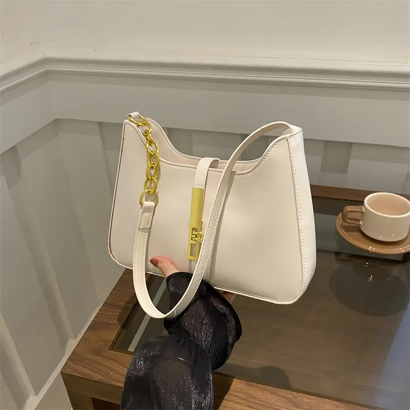 Light Blue Niche Shoulder Bag with Gold Chain - Image 9