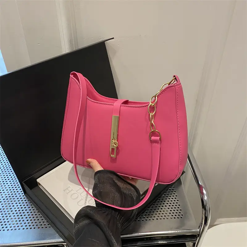 Light Blue Niche Shoulder Bag with Gold Chain - Image 10