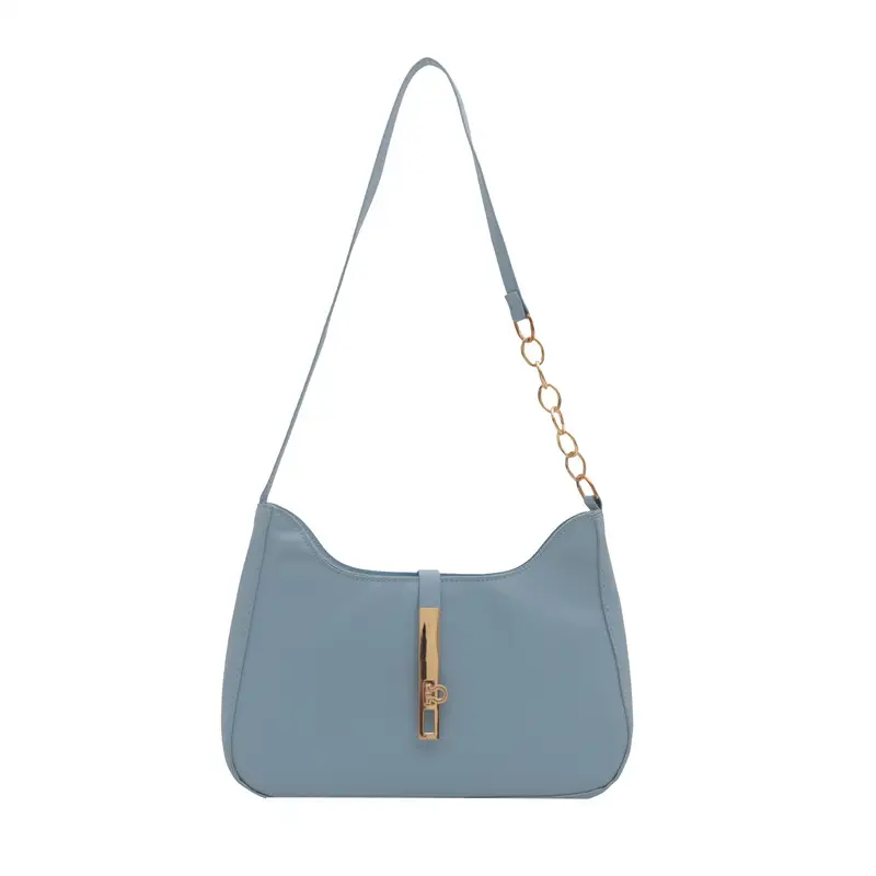 Light Blue Niche Shoulder Bag with Gold Chain - Image 4