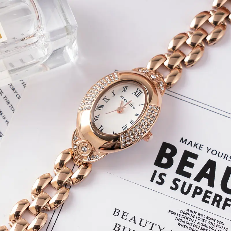 Women's Gold Diamond Watch with Rose Gold Bracelet