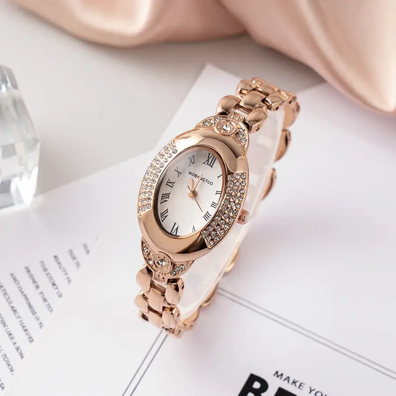 Women's Gold Diamond Watch with Rose Gold Bracelet