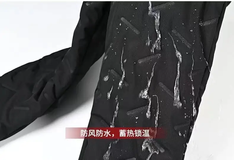 Men's Winter Fleece Lined Black Pants Cold Resistant — feature 9