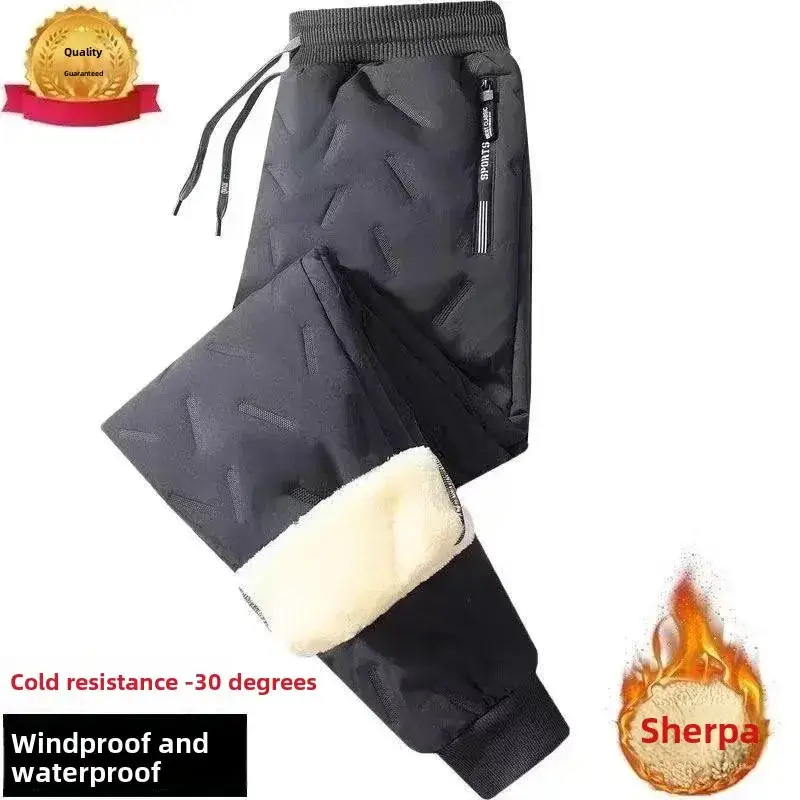 Men's Winter Fleece Lined Black Pants Cold Resistant - Image 29