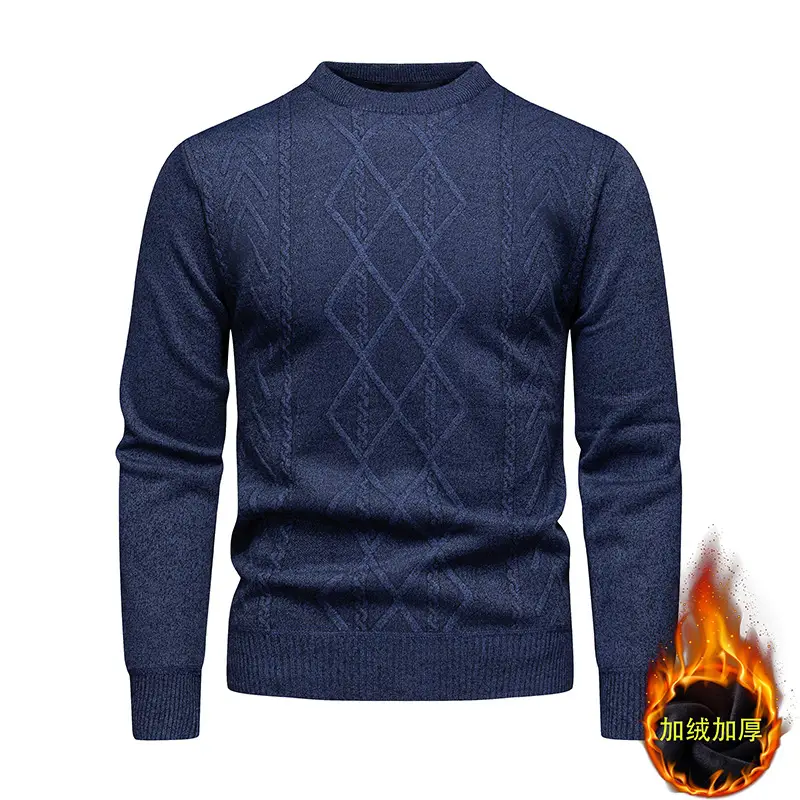 Men's Maroon Diamond Base Round Neck Sweater - Image 7