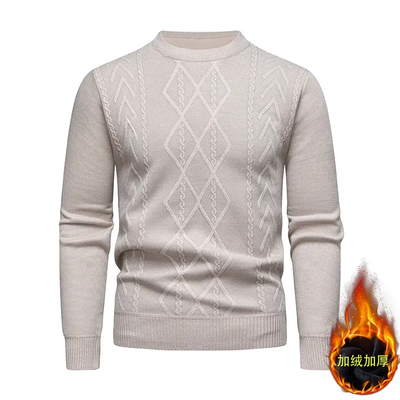 Men's Maroon Diamond Base Round Neck Sweater - Image 9