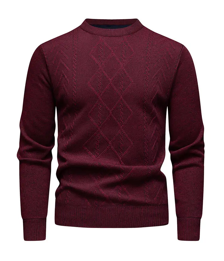 Men's Maroon Diamond Base Round Neck Sweater — feature 7