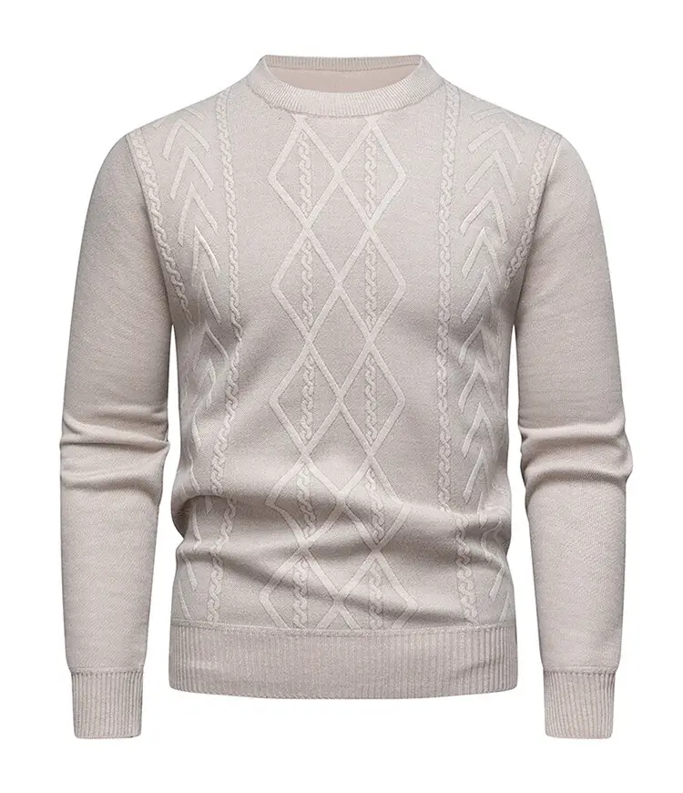 Men's Maroon Diamond Base Round Neck Sweater - Image 4