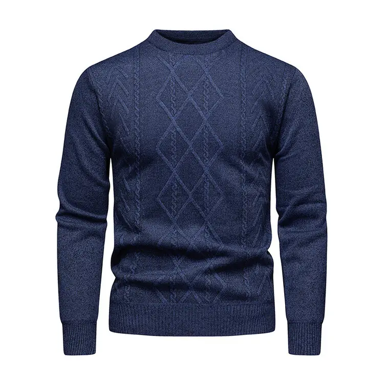 Men's Maroon Diamond Base Round Neck Sweater - Image 5