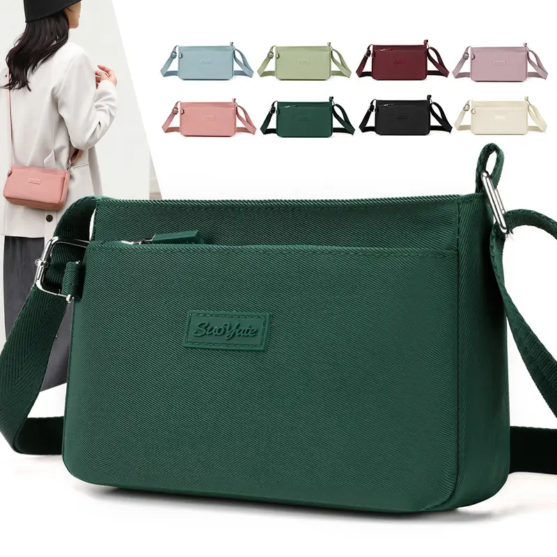 Pink Nylon Crossbody Bag for Women with Multi-Compartment Design - Image 10