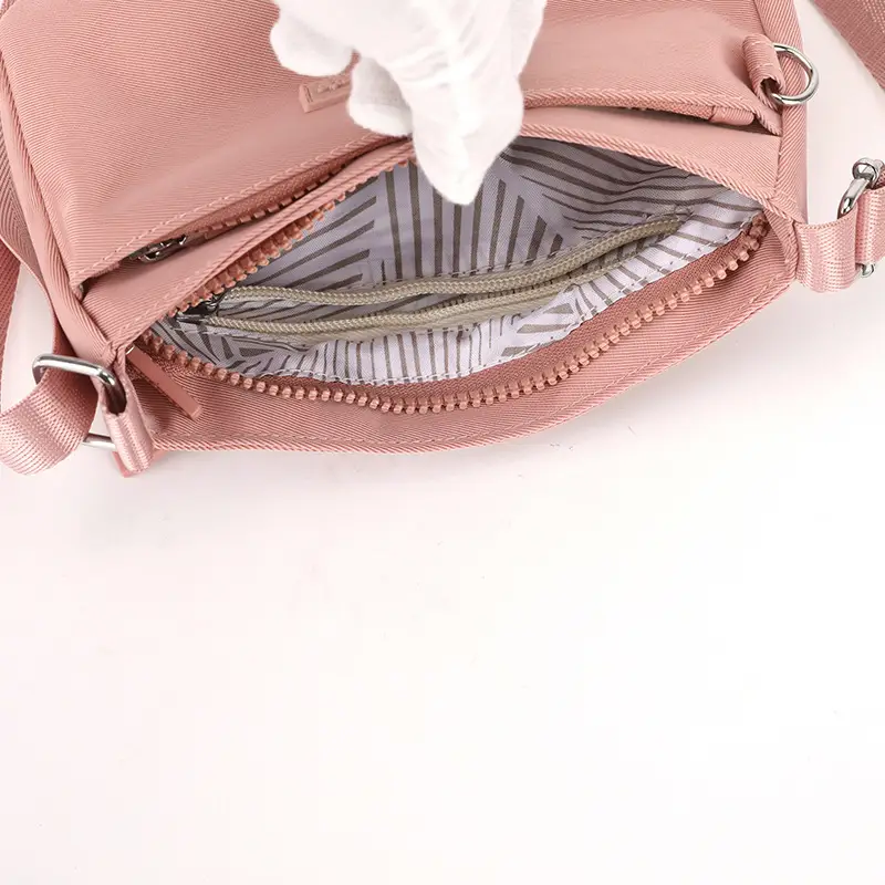 Pink Nylon Crossbody Bag for Women with Multi-Compartment Design - Image 11