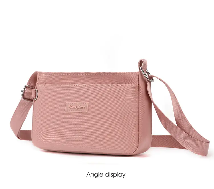 Pink Nylon Crossbody Bag for Women with Multi-Compartment Design — feature 10