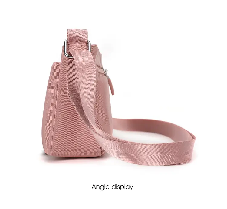 Pink Nylon Crossbody Bag for Women with Multi-Compartment Design — feature 11