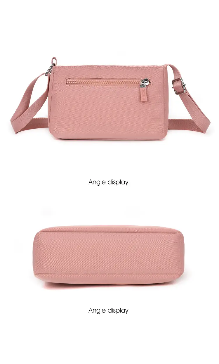 Pink Nylon Crossbody Bag for Women with Multi-Compartment Design — feature 12