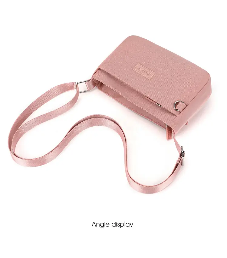 Pink Nylon Crossbody Bag for Women with Multi-Compartment Design — feature 13