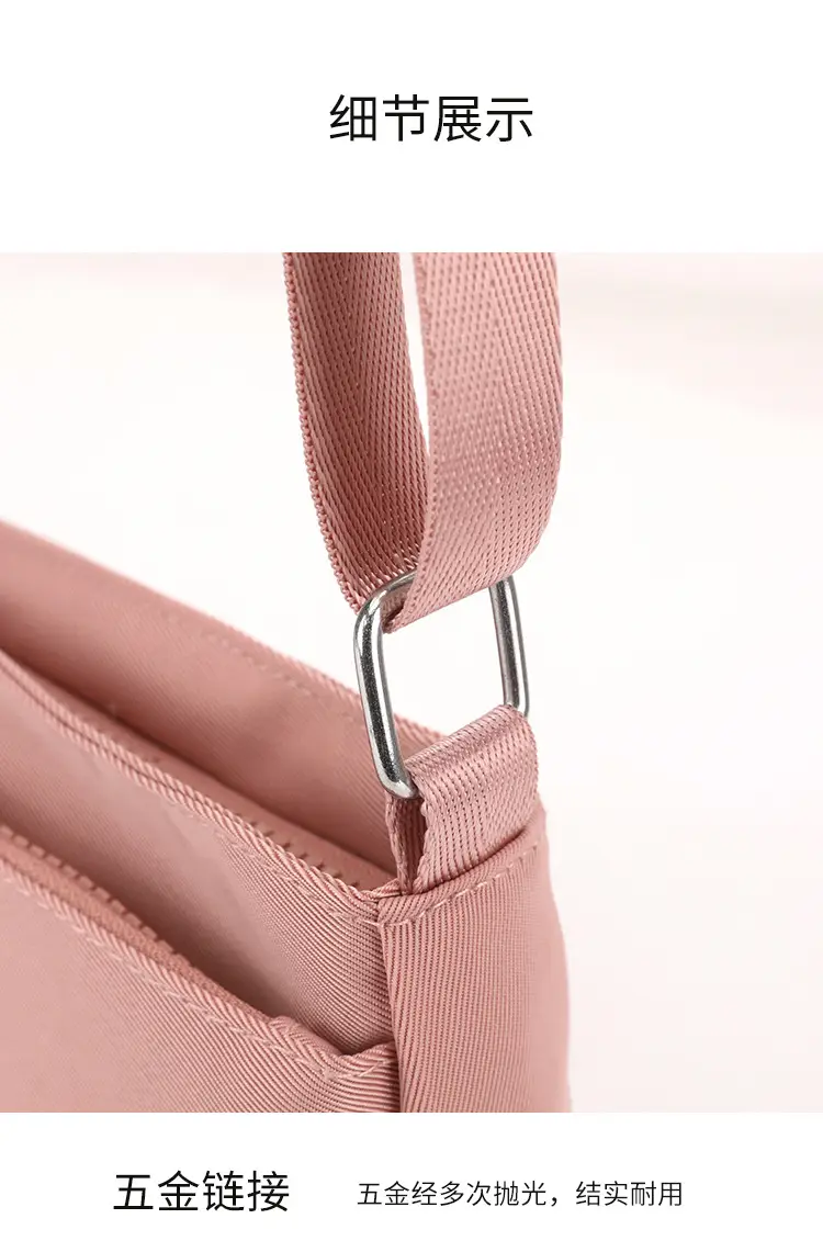 Pink Nylon Crossbody Bag for Women with Multi-Compartment Design — feature 14