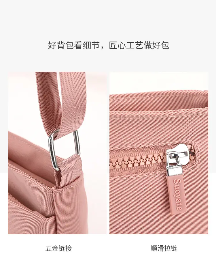 Pink Nylon Crossbody Bag for Women with Multi-Compartment Design — feature 21