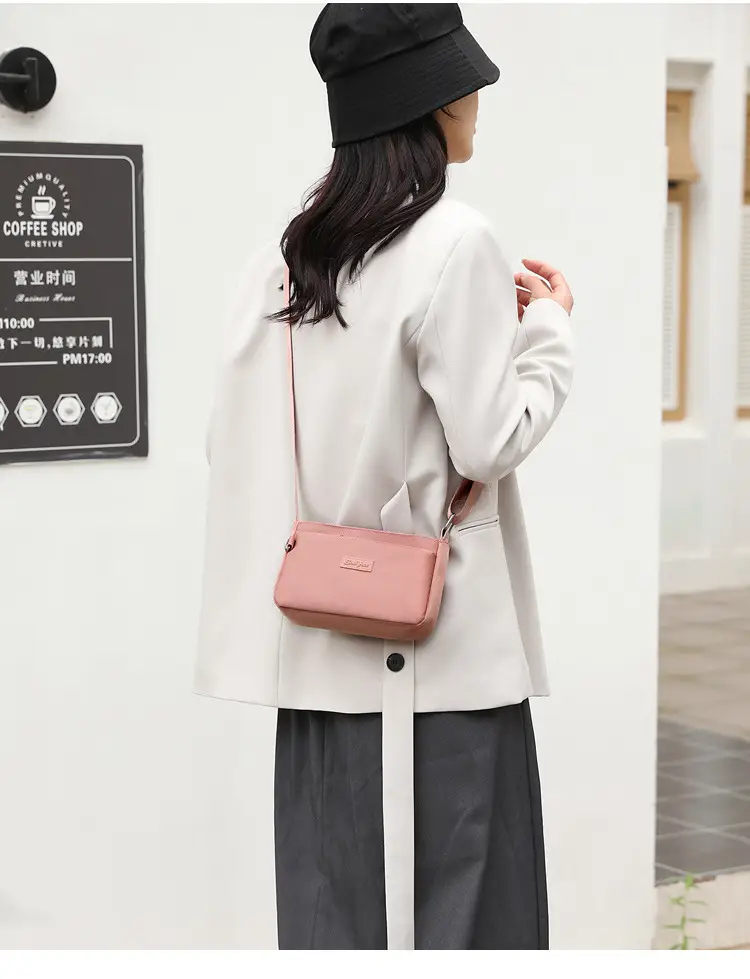 Pink Nylon Crossbody Bag for Women with Multi-Compartment Design — feature 27